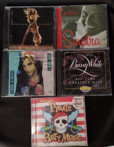 5 CD's Barry White,Mariah Carey, Eddie Money Plus: 5 CD's Barry White,Mariah Carey, Eddie Money, frank Sinatra, Drews Pirate Party Music