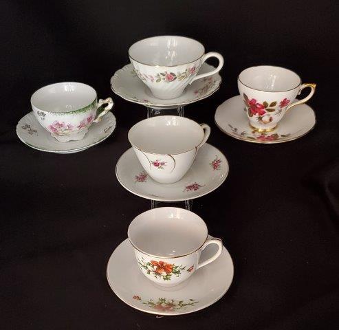 Five Tea Cups and Saucers Sets (1 of 1)