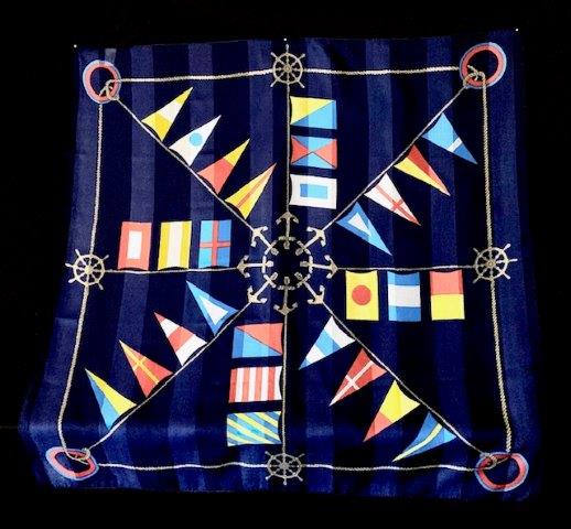 Nautical Flags by Silken - By Berkshire: Chart your course for style with this nautical theme scarf depicting anchors, ships wheels, and nautical flags. Made of Italian Polyester, you wont have to spend all of your booty to take home this tr