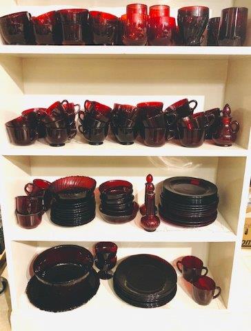 Grouping of 113 Assorted Ruby Red Dishware (1 of 3)