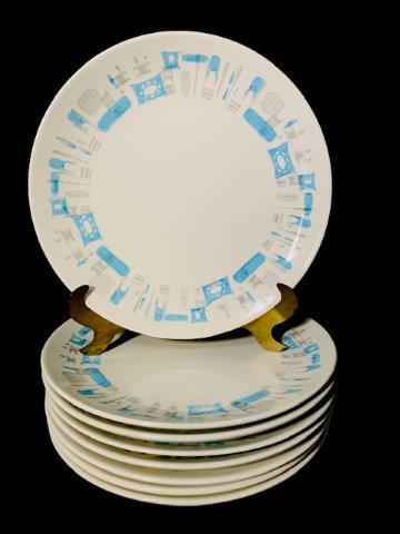 Vintage Mid Century Atomic Blue Heaven Dishware (1 of 2)
