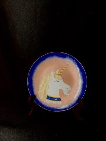 Vintage Hand Painted Unicorn on Enamel on Copper (1 of 1)