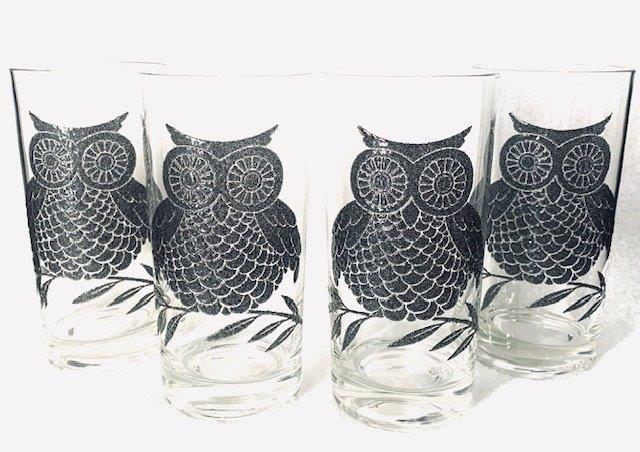 Vintage Glam-Barware Owl High Ball Glasses (1 of 2)