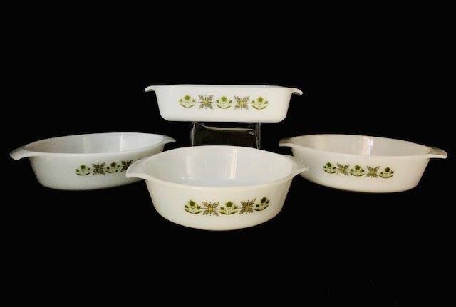 Collection of Fire King Green Meadow Pattern Cookware (1 of 2)