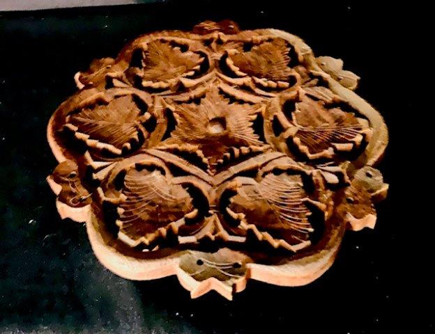 Carved Wood Trivet/Hot Plate: Beautifully Carved Vintage Trivet/ Hot Plate made in India