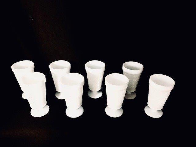 Vintage Milk Glass Goblets set of 8 (1 of 2)