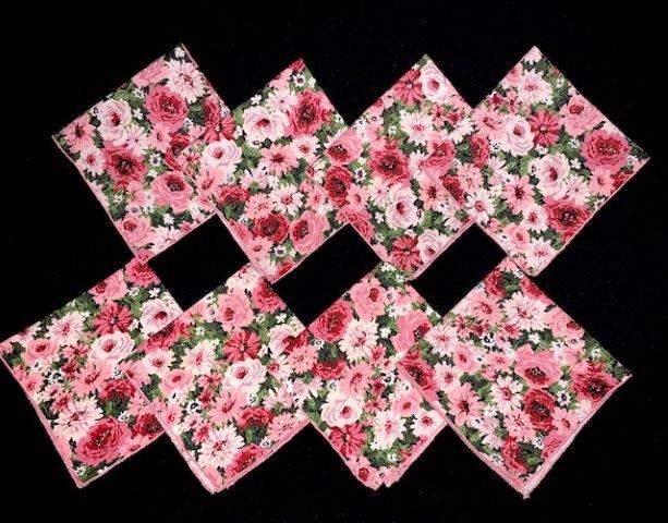 Set of 8 vintage pink tone Floral Dinner napkins (1 of 1)