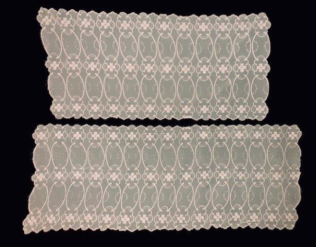 Pairing of two Sheer pale yellow Table Runners: Beautiful sheer table scarfs/runners in pale yellow with embroidered detailing