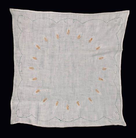 Lovely Embroidered table cloth: 35x35 inches, this golden wheat embroidered table cloth is lovely