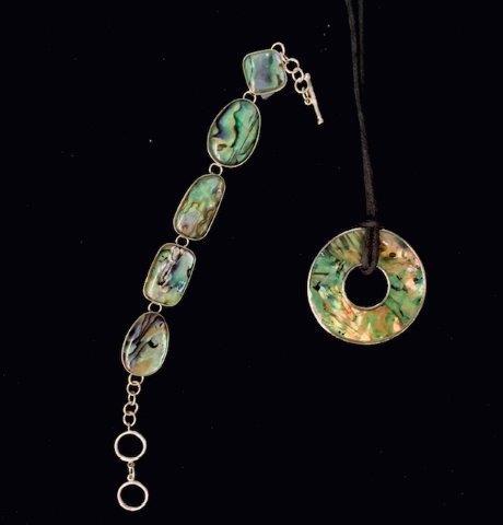 Abalone Sterling Silver Bracelet and pendant (1 of 1)