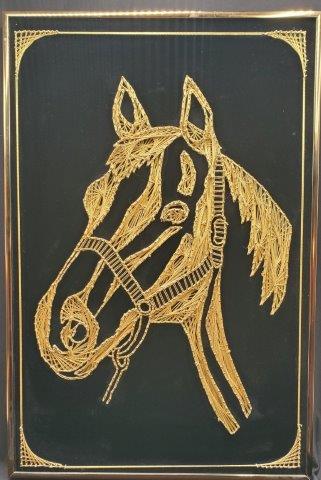 Mid Century String Art - Horse: Another amazing string wall art original work depicting Equine motifs, 16x24 inches