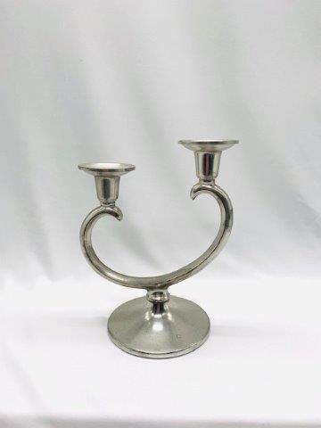 2 candle pewter candelabra: 5 inches tall