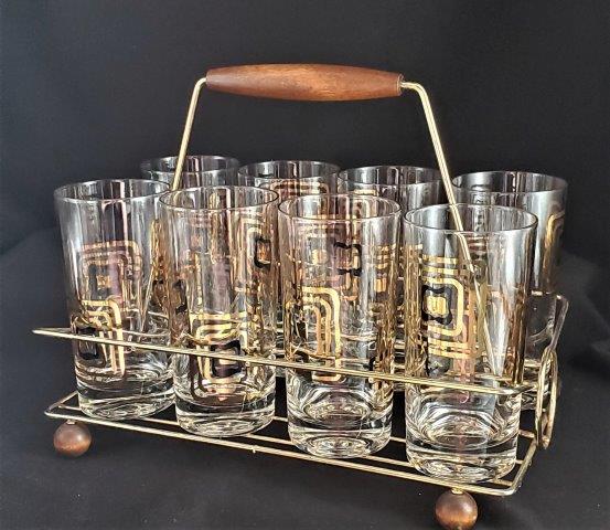 Vintage Mid Century set of tumblers in Caddy (1 of 2)