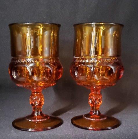 Pair of MCM Amber King Crown Goblets (1 of 1)