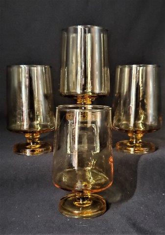 Vintage Mid Century Footed Amber Glasses (1 of 2)