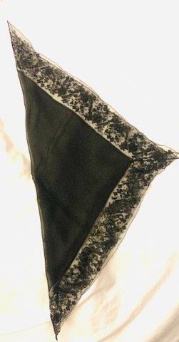 Black mourning handkerchief: Lace and sheer black mourning handkerchief 18 x 18.