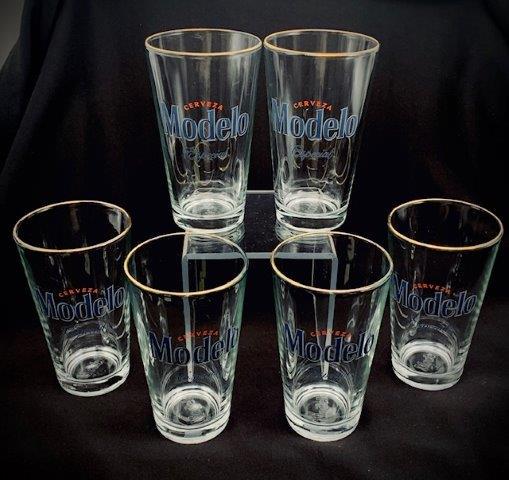 Modelo Beer Pint Glass Set of 6: Modelo Especial Pint Glasses. 6" tall. Set of 6