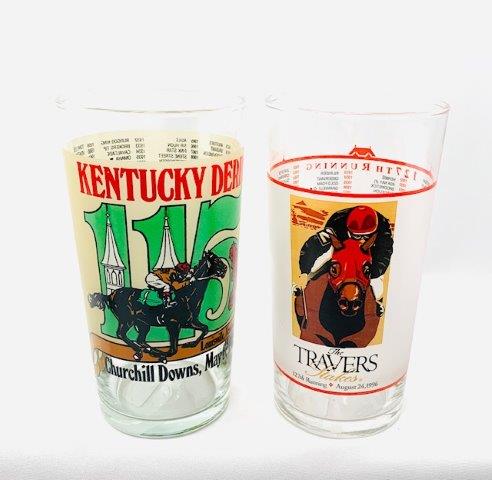 Pair of Kentucky Derby Tumblers: Two tumblers 5 1/2 inches tall.