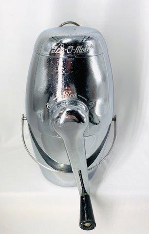 Vintage Ice-O-Mat Bucketter Manuel Ice Crusher: Amazing Chrome Hand Ice Crusher/Grinder used to make chipped ice to create the perfect presentation and/or temperature with detachable Ice Bucket for your cocktails.
