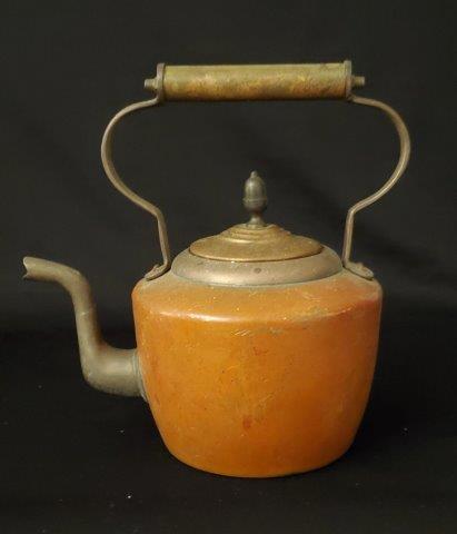 Vintage Tea Pot from India With Wooden Handle: Vintage Tea Pot from India With Wooden Handle