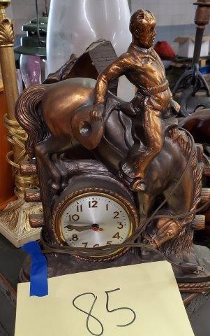 Vintage Cowboy Rodeo Bucking Brass Copper Desk Clock: Wonderful cowboy rodeo western dÃ©cor clock for your great room, ranch house, cabin or western theme man cave.