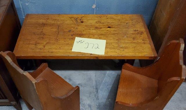 Kids Table and Two Wooden Chairs: size