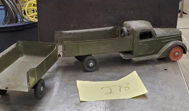 Vintage Toy Army Truck and Trailer by Buddy L: Vintage Toy Army Truck and Trailer by Buddy L