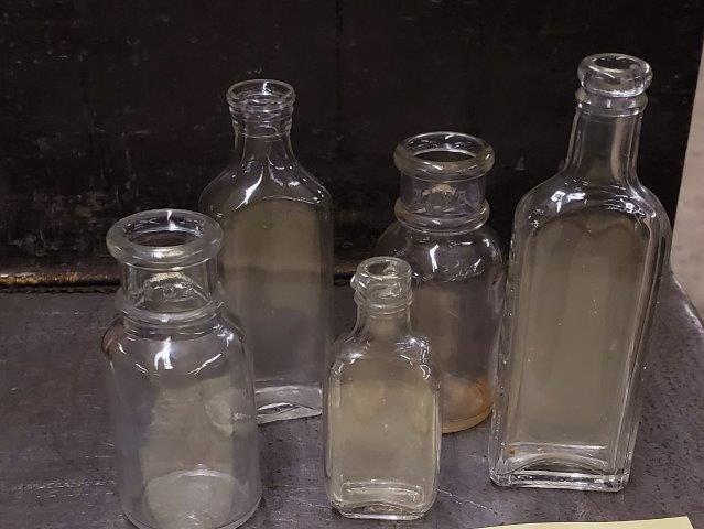Five Clear Glass Vintage Bottles (1 of 1)