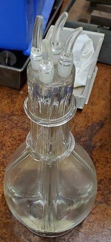 Vintage Clear Glass Bottle with 4 Spout for Mixing (1 of 2)