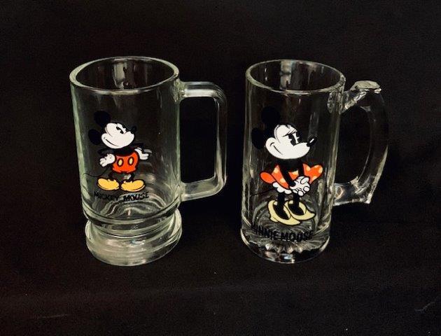 Pair of Mickey Mouse Glass Mugs: Everyoneâ€™s favorite mouse graces these glass mugs.
