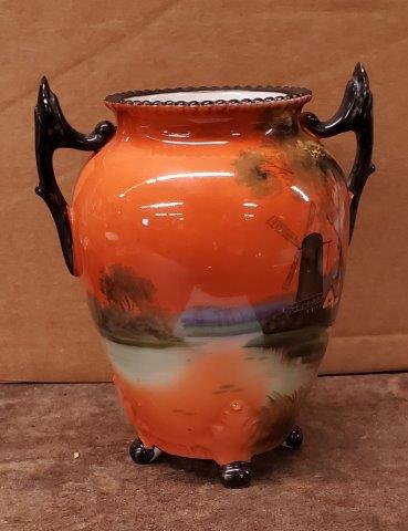 Early Noritake Asian Theme Vase Hand Painted: Noritake Asian Theme Vase Hand Painted - Noritake Back Stamp: The M was used fro 1914 to 1940. Noritake stopping importing into the United States in 1940. The M stands for Morimura. (the Morimura brot