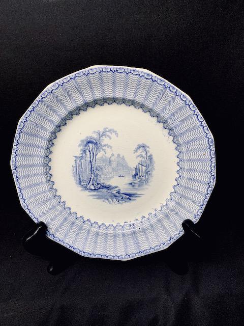 Ironstone G.Phillips Plate: Blue & White 9" Ironstone G.Phillips Plate