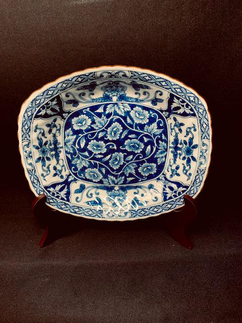 Blue and White Rectangular Serving Bowl (1 of 2)