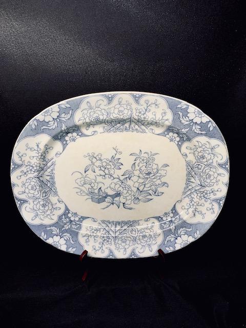 Heavy Oval Blue and White Serving Platter (1 of 3)