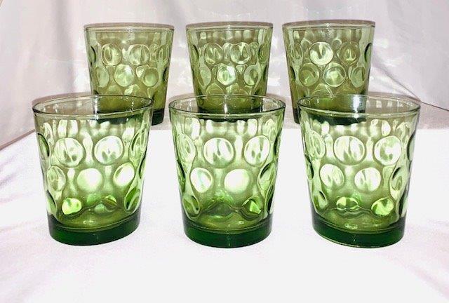 Set of 6 Vintage Optic Dot Rocks Glasses: Groovy Set of 6 Vintage Optic Dot Rocks Glasses (3 2/5 inch)