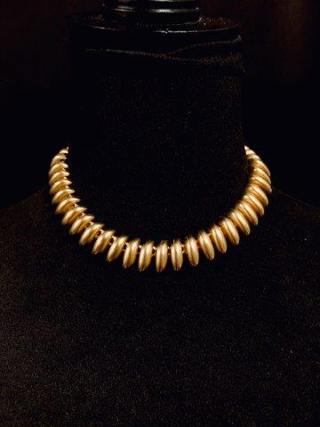 Gold tone Collar necklace: Vintage Erwin Pearl heavy weighted gold tone necklace measuring 14 inches