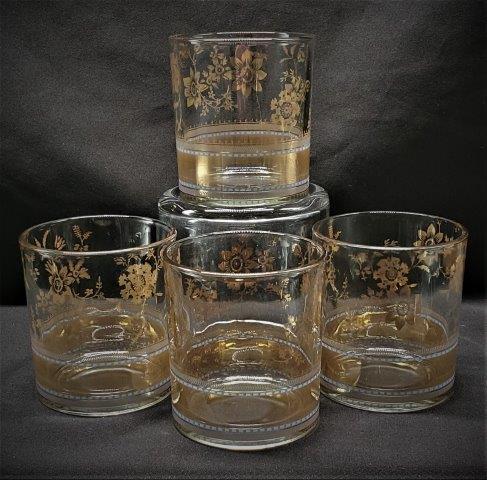 Vintage Patina Vu Rocks Glasses: Set of 4 Beautiful 22kt Gold trim rocks glasses by Patina Vy, 3.5 inches tall