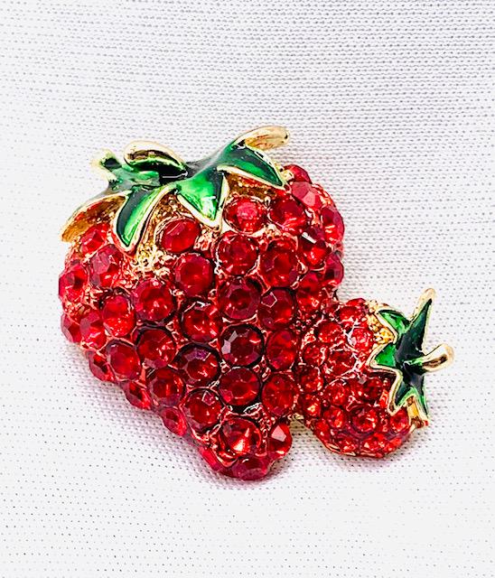 Strawberries Brooch: 1 1/4 inches