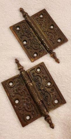 Pair of Decorative Cast Iron Door Hinges (1 of 1)