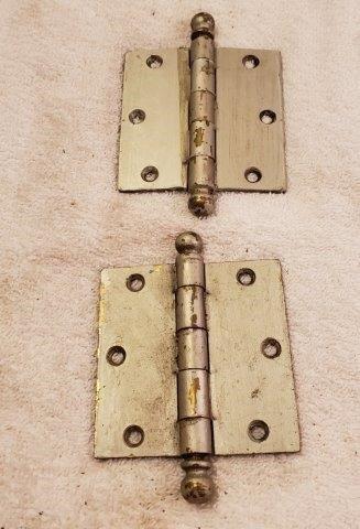 Pair of Door Hinges: Pair of Door Hinges Steel Full Surface Standard Weight, 4 1/2 x 4 1/2