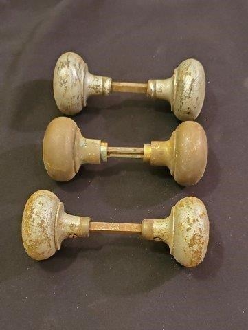 Antique Three Pairs of Round Door Knobs (1 of 1)