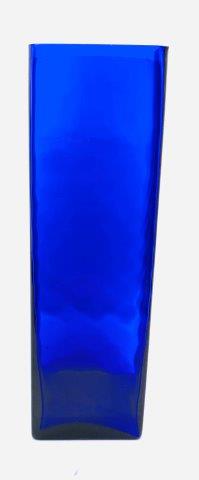 Blue Glass Square Vase: 10" Tall Blue Glass Square Vase