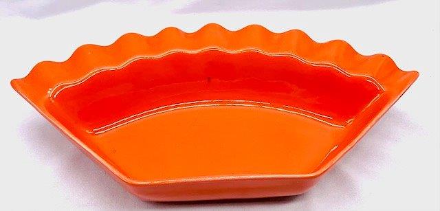 Mid-Century California Pottery Ashtray: Awesome vintage California Pottery Ashtray in a burnt orange color measuring 9 1/4 x 5 x 2.