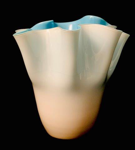 Pale Blue Handkerchief Vase: Beautiful Powder Blue 6.25 inch tall handkerchief vase.