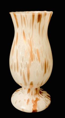 Lovely Foggy Pearl and Goldtone Vase: Unique coloration. Measured 12 inches tall and 6 inches at widest point.