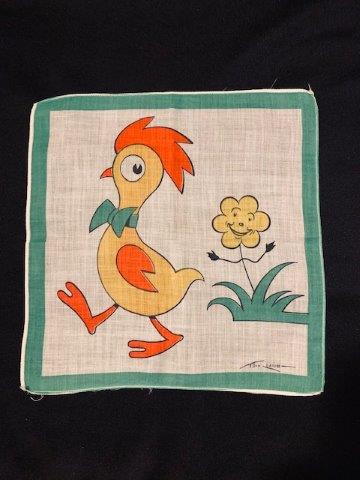 Vintage Tom Lamb Signed Handkerchief: This vintage Tom Lamb signed handkerchief measures 8 1/2 x 9. Tom Lamb (1896-1988) award-winning designer and fellow of the Industrial Designer Society of America. Designer and textile-ist, his work w