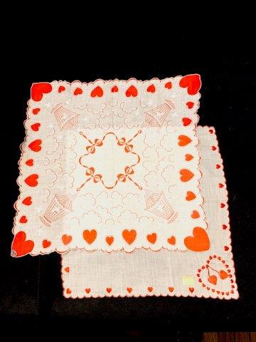 Heart Themed Handkerchief Pairing: Perfect for Valentines, this heart themed handkerchief pairing features a Swedish handmade Kimball piece with original sticker still attached.