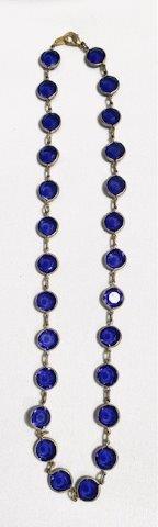 Vintage Royal Blue Paste Necklace: Rich blue color with goldtone 20 inches in length.