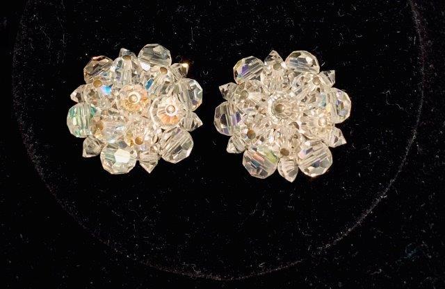 Vintage AB Crystal Button Earrings (1 of 1)