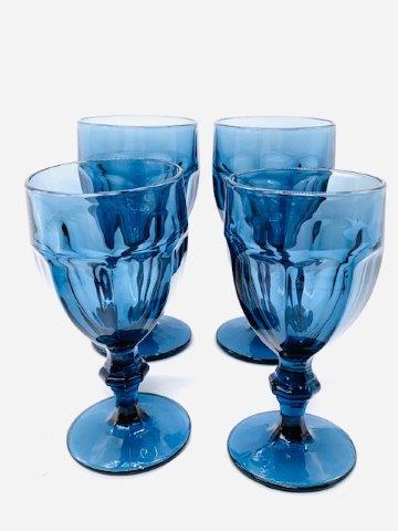 Set of Four Cobalt Blue Water Goblets: Gorgeous weighted cobalt blue pedestal water goblets.